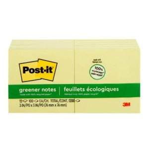 3M Post-it® 654-RP  3"X3"環保便條紙 (12本/Pack)