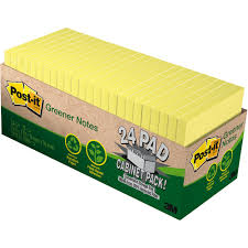 3M Post-it® 654R-24CP-CY 3" x 3"環保便條紙 (24本/Pack)