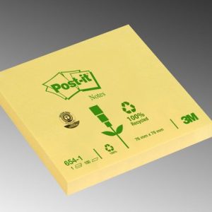 3M 654-RP  黃色環保紙報事貼 (3"X3" )