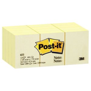 3M 653-YW  黃色報事貼(1.5"x2")