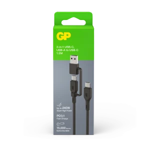 GP 1.5米2合1 USB-C / USB-A至USB-C 240W 數據傳輸充電線 CCBV