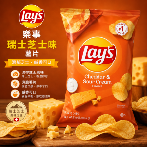 Lays 樂事瑞士芝士味薯片 180g 12包/箱