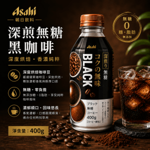 朝日深煎無糖黑咖啡400g 24支/箱
