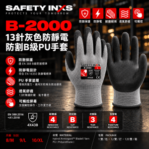SAFETY-INXS B-2000防靜電防割PU手套