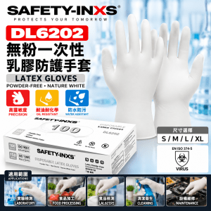 SAFETY-INXS DL6202 無粉一次性乳膠防護手套