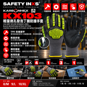SAFETY-INXS Karbonhex KX103 輕量微孔發泡丁腈防撞手套