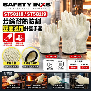 SAFETY-INXS ST58118/ST58119 芳綸耐熱防割雙面通用針織手套